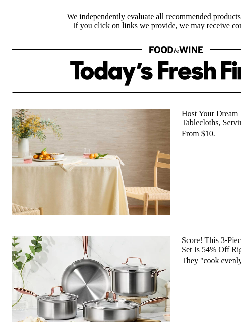 foodandwine newsletter: 54% Off: Stainless Steel Pans That 'Cook Evenly an...
