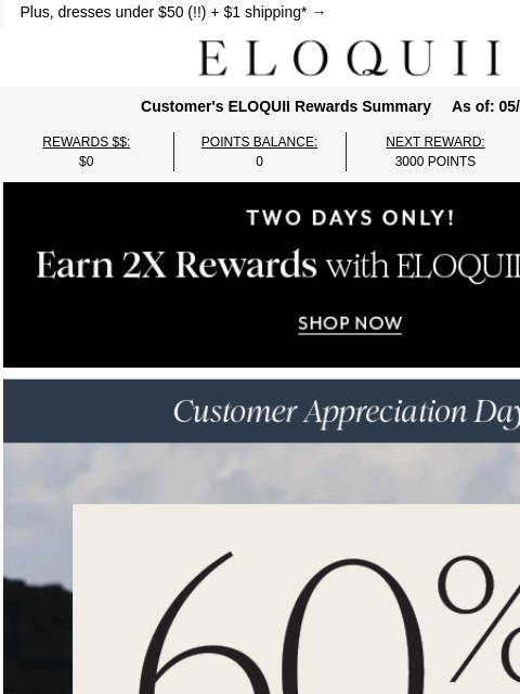 eloquii newsletter: UP TO 60% OFF EVERYTHING ❣️