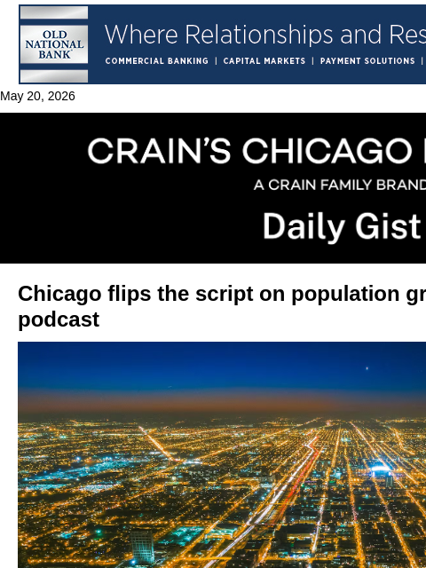 crainalerts newsletter: Chicago flips the script on population growth: Cra...