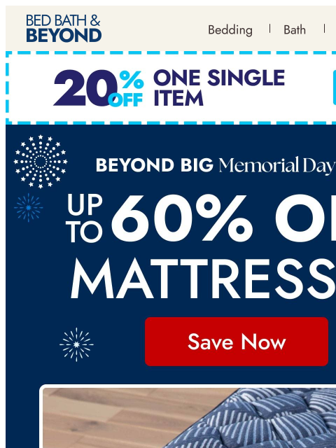 bedbathandbeyond newsletter: Better sleep starts here 😴 Up to 60% off