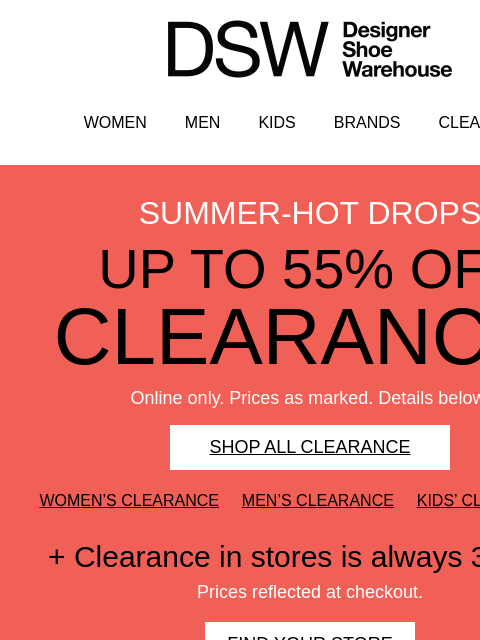 dsw newsletter: Still on: up to 55% off clearance