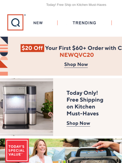 Today! Free Ship on Kitchen Must-Haves QVC New TRENDING DEALS Unlock $20 off Your First Purchase Ninja TSV BISSELL SteamShot OmniReach Handheld Steam & Sanitizer BISSELL SteamShot OmniReach