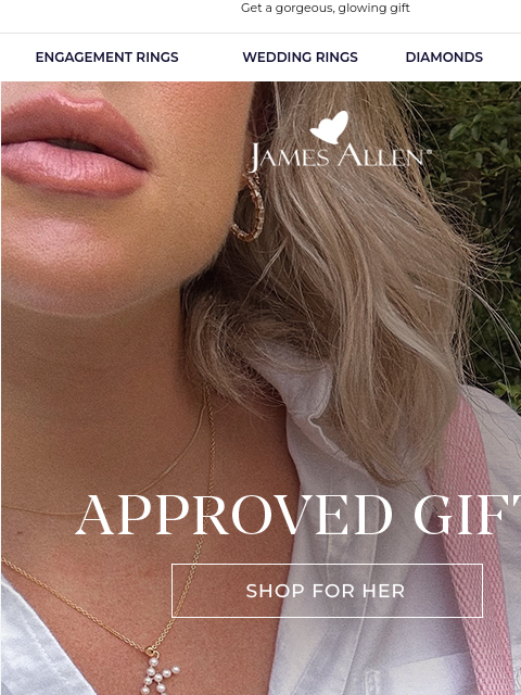 Get her the best Get a gorgeous, glowing gift ENGAGEMENT RINGS WEDDING RINGS DIAMONDS FINE JEWELRY James Allen Approved Gifts SHOP FOR HER Stacked Or Solo Pavé Rainbow Row Ring Close To Her Heart Mom