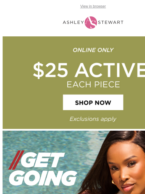 ashleystewart newsletter: GET GOING 🏃‍♀️ New active sets are in!