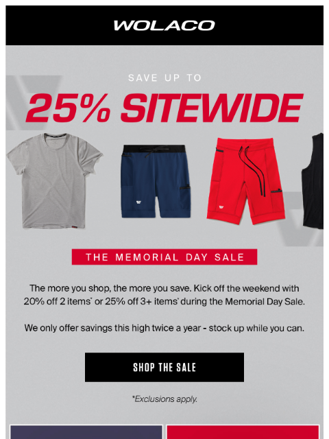 wolaco newsletter: NOW LIVE: THE MEMORIAL DAY SALE 🔥