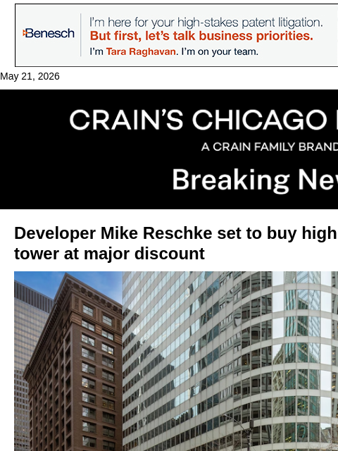 crainalerts newsletter: Mike Reschke set to buy highly vacant Loop office ...