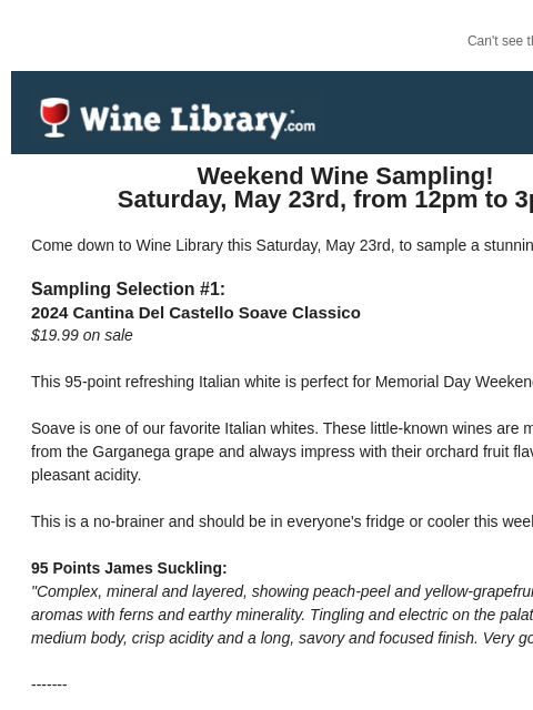 winelibrary newsletter: Stop in this Saturday to sample a remarkable line-...