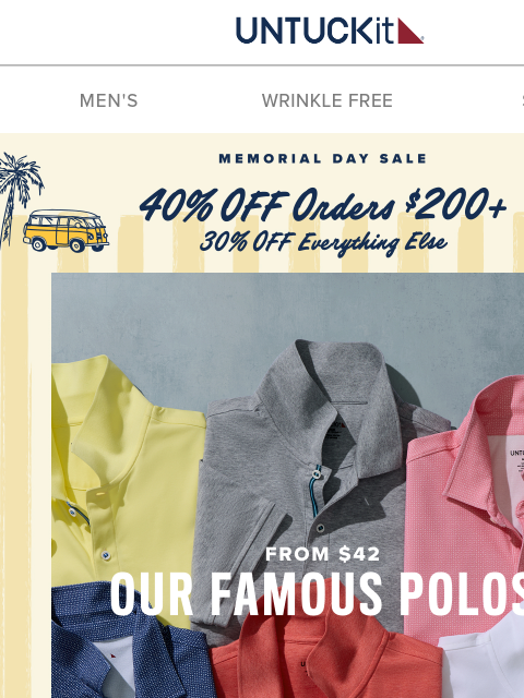 untuckit newsletter: From $42: Polos Everyone’s Asking About 📣