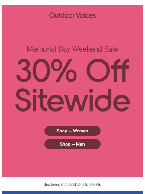 outdoorvoices newsletter: 30% OFF SITEWIDE STARTS NOW