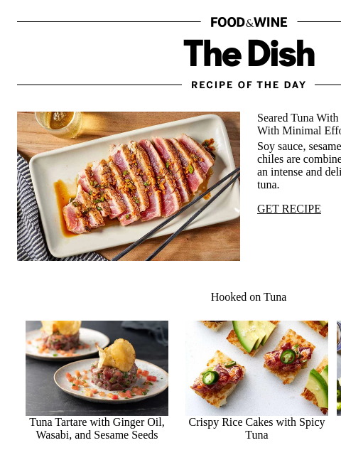 foodandwine newsletter: Seared Tuna
