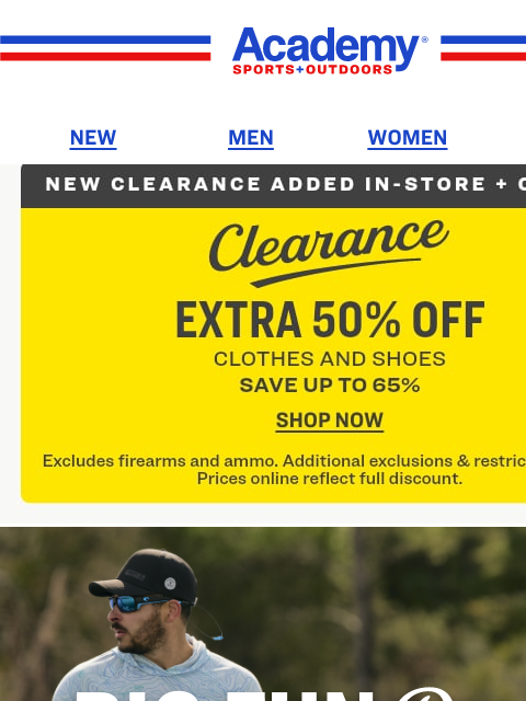academy newsletter: 🚨EXTRA 50% Off Clearance Clothes + Shoes