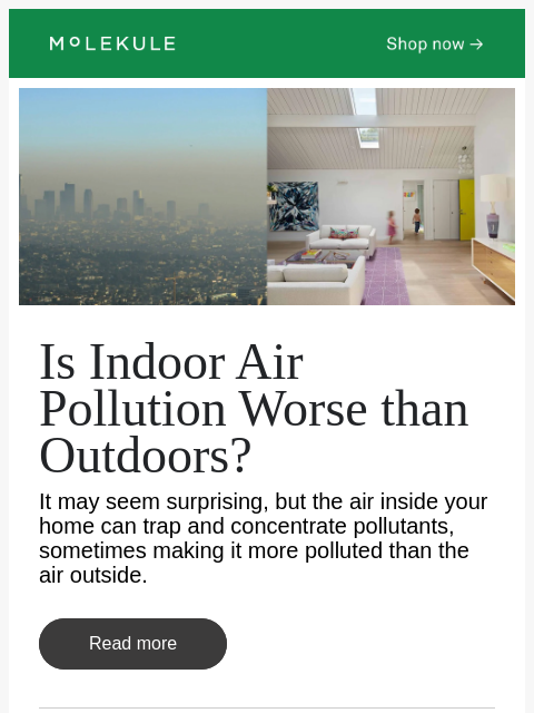molekule newsletter: Is Your Indoor Air Worse Than Outside? 👀