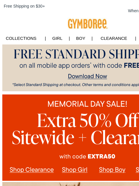 gymboree newsletter: Extra 50% Off Everything + Clearance for Memorial ...