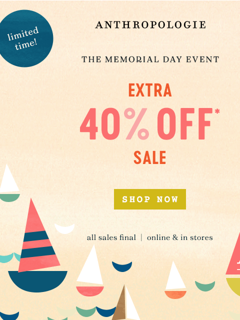 anthropologie newsletter: Extra 40% off sale!