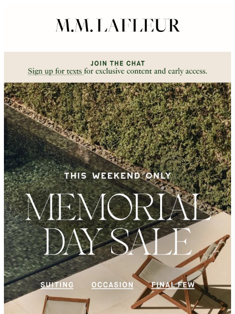 mmlafleur newsletter: The Memorial Day Weekend Sale is here