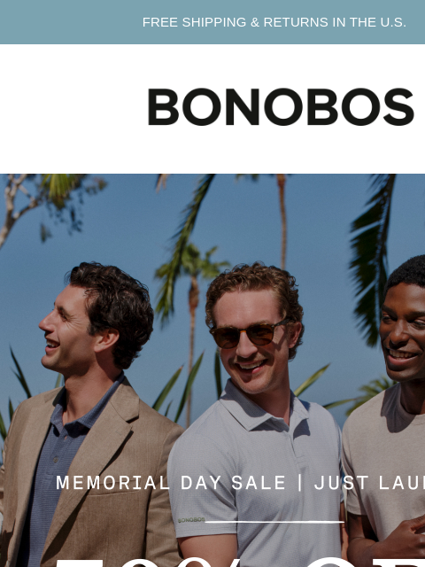 bonobos newsletter: 30% Off Memorial Day Sale Starts NOW