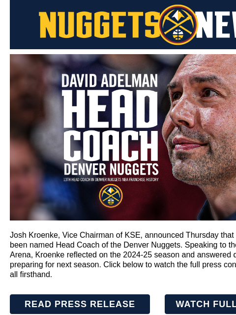 nuggets newsletter: David Adelman Named Head Coach