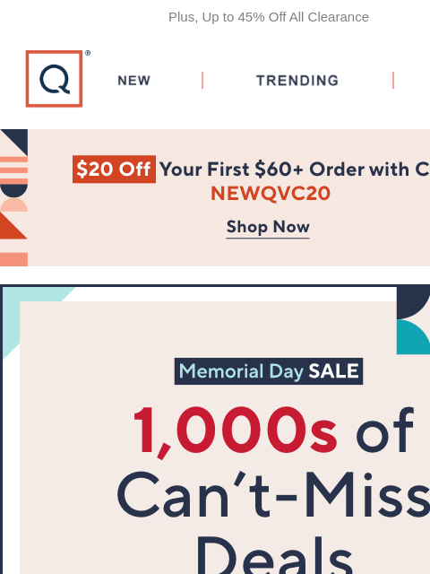 Plus, Up to 45% Off All Clearance QVC New TRENDING DEALS Unlock $20 off Your First Purchase cant miss deals Mission TSV clearance home decor sale beauty fashion sale italian jewelry computers &