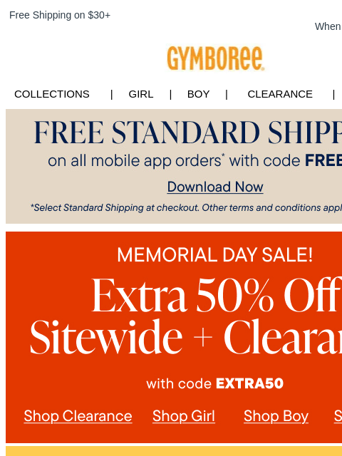 gymboree newsletter: Hurry! Extra 50% Off Everything (Including Clearan...