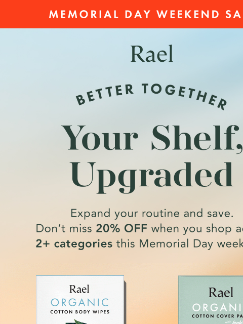 getrael newsletter: Better Together: Don’t Miss 20% Off 2+ Categories