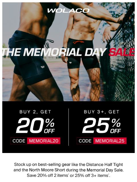 wolaco newsletter: SAVE UP TO 25% ON ALL GEAR 🏃‍♂️