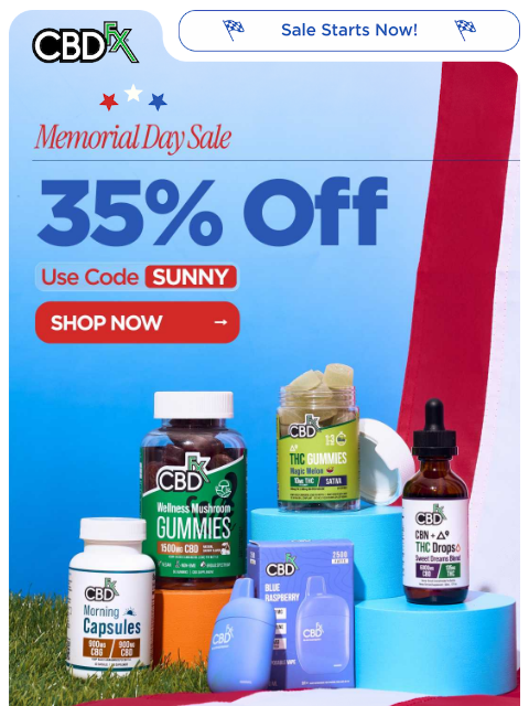 cbdfx newsletter: Memorial Day Sale: 35% OFF starts now!