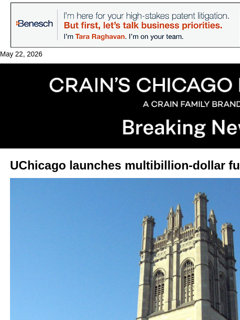 crainalerts newsletter: UChicago launches multibillion-dollar fundraising ...