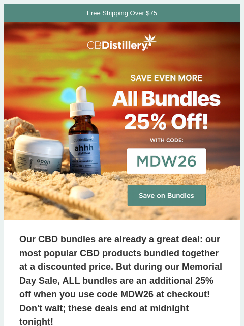 thecbdistillery newsletter: All bundles are 25% off now!