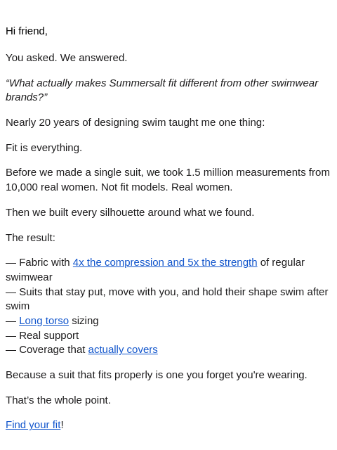 summersalt newsletter: You asked. We answered.