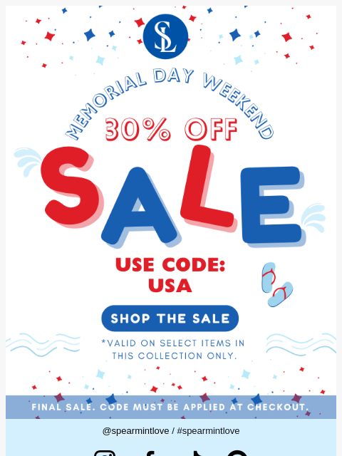 spearmintlove newsletter: Memorial Day Weekend Sale Starts Now! 🇺🇸