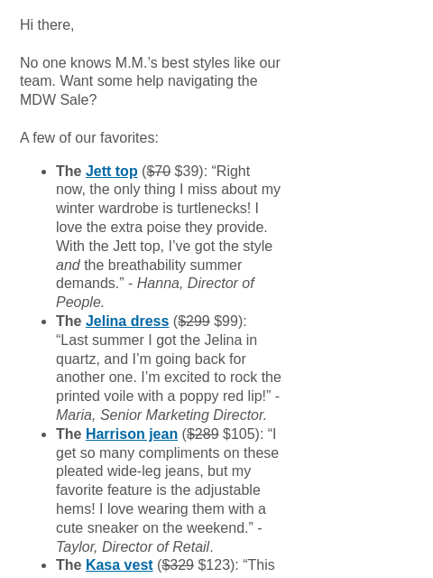 mmlafleur newsletter: Team M.M.’s Guide to the MDW Sale