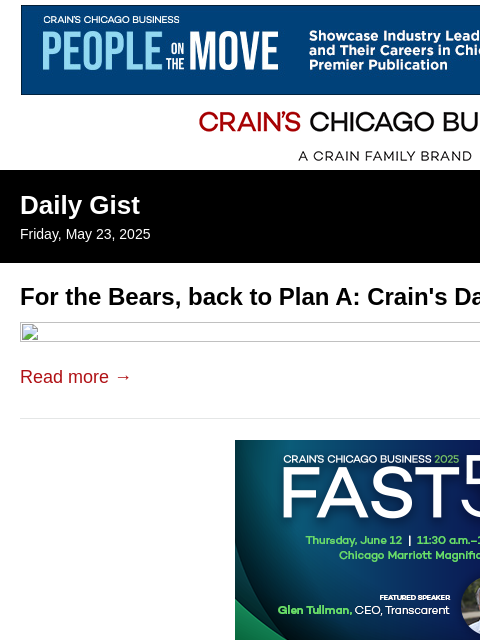 crainalerts newsletter: For the Bears, back to Plan A: Crain's Daily Gist ...