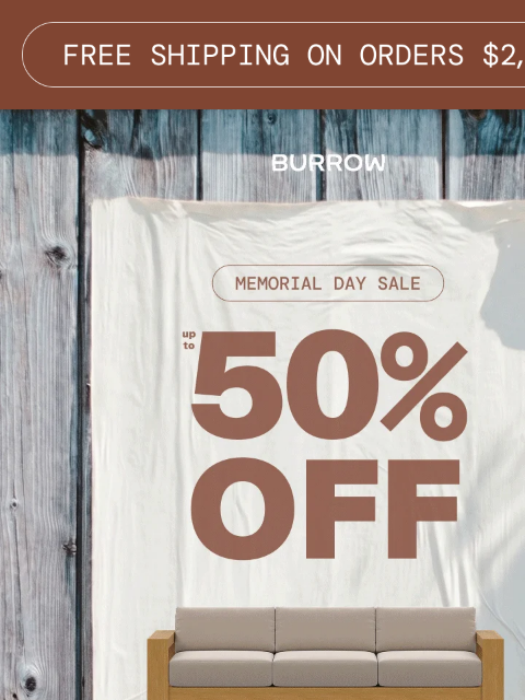 burrow newsletter: Your reason to party: Up to 50% off sitewide + fre...