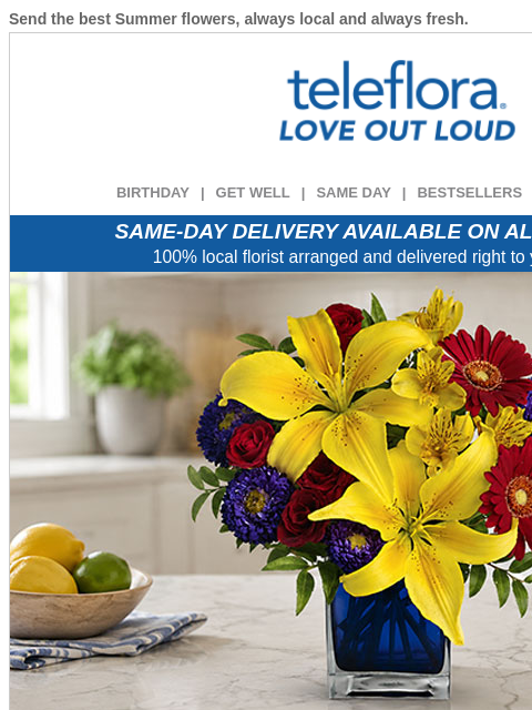 teleflora newsletter: 20% Off | Glow Into Summer 🌻