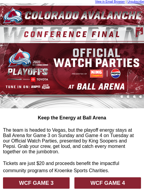thecoloradoavalanche newsletter: Watch Road Games On Home Ice