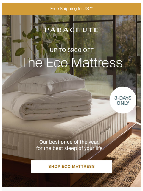 parachutehome newsletter: Up to $900 Off (this weekend only)