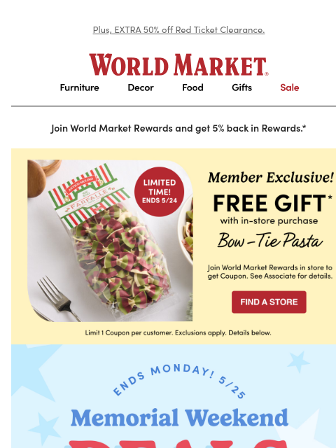 emailworldmarket newsletter: FREE PASTA 🍝😋🍝