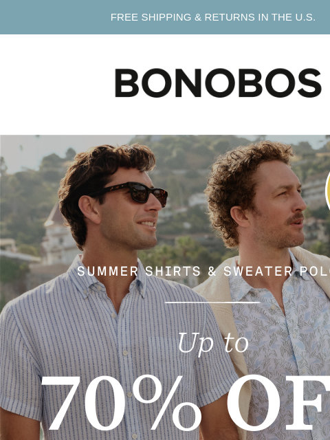 bonobos newsletter: Today’s Deal: Up to 70% Off Sale Shirts