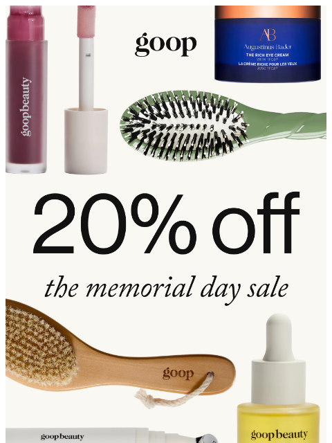 goop newsletter: the memorial day sale: 20% off