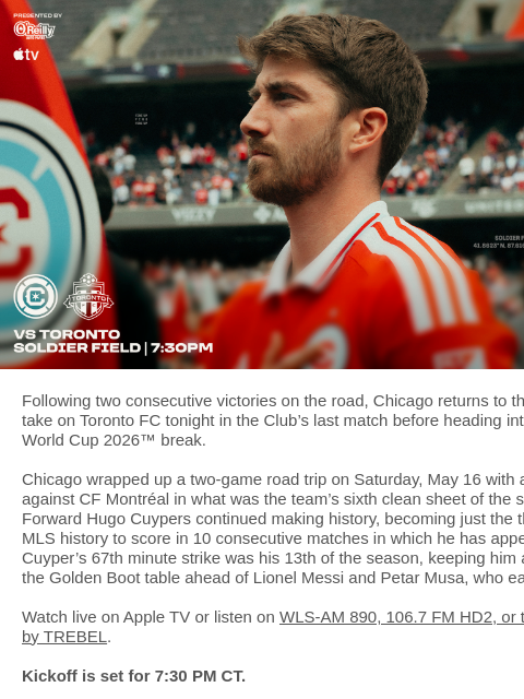 chicagofirefc newsletter: TONIGHT: Chicago Fire vs Toronto FC