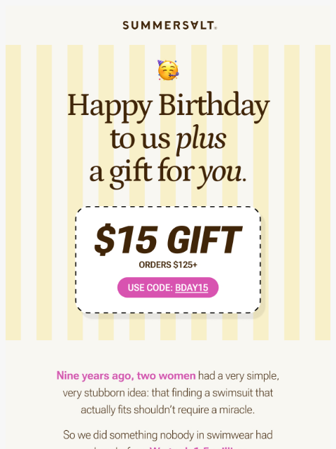 summersalt newsletter: Our Birthday Gift to You