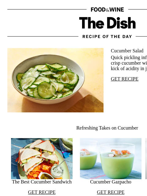 foodandwine newsletter: Cucumber Salad