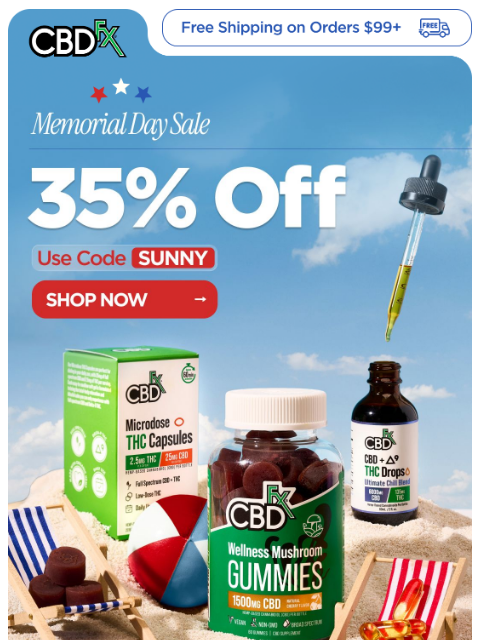 cbdfx newsletter: Memorial Day Sale: 35% OFF sitewide!