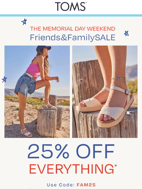toms newsletter: 6 Sandal Styles $60 & Under, Just For You.