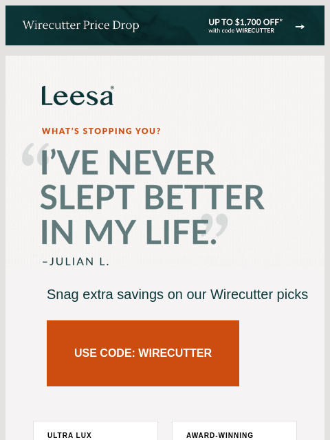 leesasleep newsletter: Wirecutter tested, real people approved