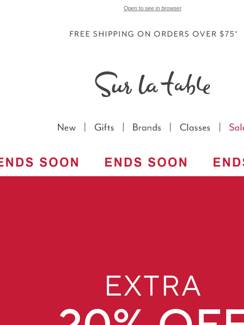 surlatable newsletter: Ends Soon: Extra 20% Off Clearance