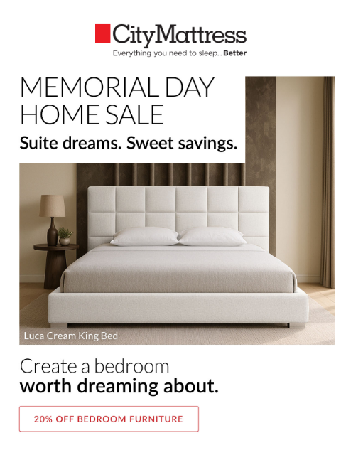 citymattress newsletter: Ends soon: Memorial Day Home Sale