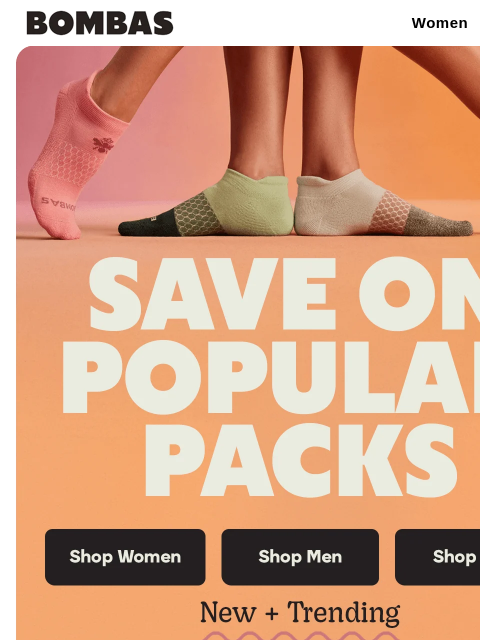 bombas newsletter: Up to 20% Off Trending Packs