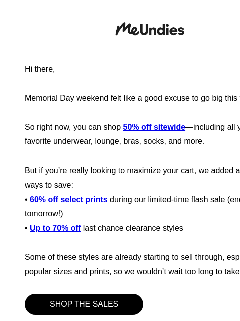 meundies newsletter: Up To 70% OFF!