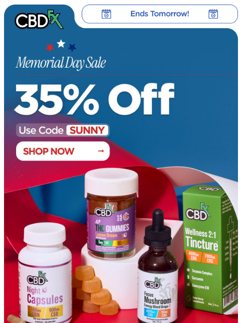 cbdfx newsletter: Memorial Day Sale: 35% OFF all your faves!